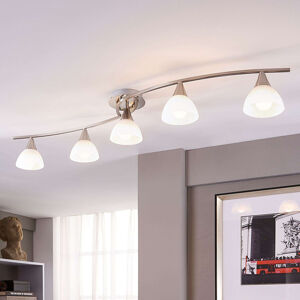 Klassieke plafondlamp staal met glas 5-lichts incl. LED - Della