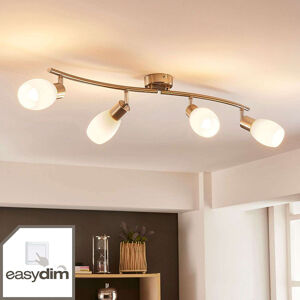 Klassieke plafondlamp staal lang 4-lichts incl. LED en easydim- Arda