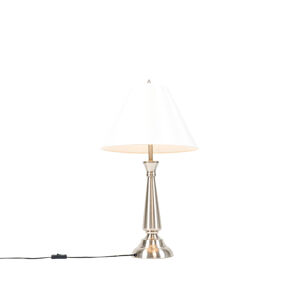 Klasická stolová lampa oceľová s krémovým tienidlom - Taula