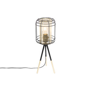 Dizajnová stolná lampa statív čierna so zlatou - Gaze
