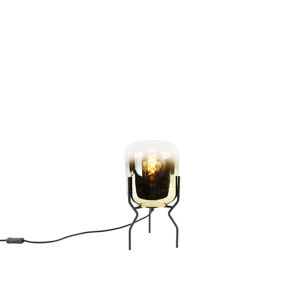 Dizajnová stolná lampa čierna so zlatým sklom - Bliss