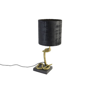 Vintage stolná lampa mosadzná s čiernym tienidlom čierna 20 cm - Animal Slange