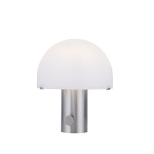 Dizajnová stolná lampa oceľová s bielou a stmievačom - Gomba