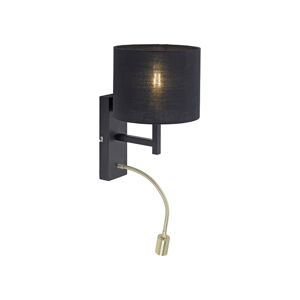 Nástenná lampa čierna so zlatou lampou na čítanie vrátane LED - Matija