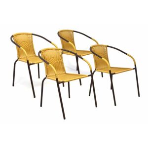 Garthen 35123 Sada 4 kusov záhradných stoličiek s polyratanovým výpletom - béžová