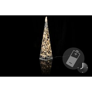 Nexos 5976 Vianočná dekorácia - Akrylový kužeľ - 60 cm, teple biely na batérie