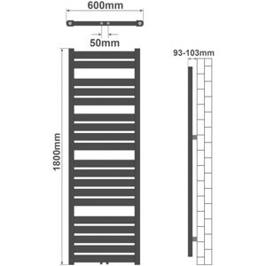 AQUAMARIN vertikálny kúpeľňový radiátor 180 x 60 cm, biely