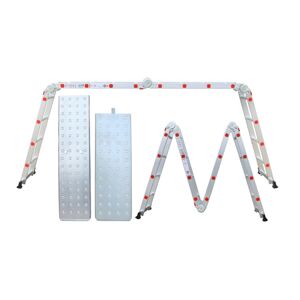 TEXIM SILVER - NVLG-44 multifunkčný hliníkový rebrík 4x4 - 473 cm + plošina, hliník