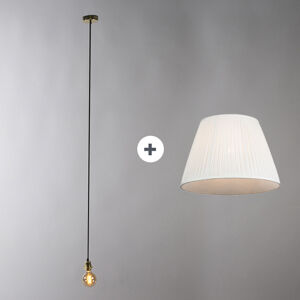Retro závesná lampa biela 45 cm - Plisse