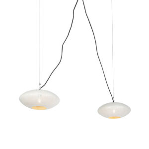 Orientálna závesná lampa biela s medeným 40 cm 2-svetlom - Radiance
