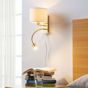 Klasické nástenné svietidlo mosadz biela s čítacím ramenom vrátane LED - Florens