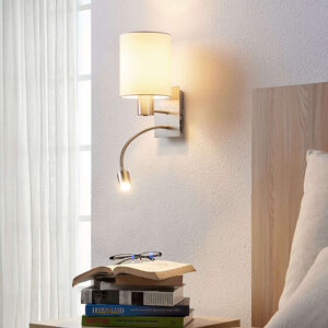 Klasické polkruhové nástenné svietidlo s lampou na čítanie biele - Shajan