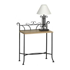 IRON-ART Nočný stolík ALTEA - bez zásuvky, kov + drevo