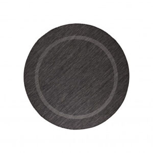 Šnúrkový koberec Relax ramka čierny, kruh