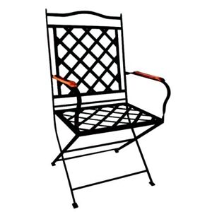 IRON-ART ST. TROPEZ - stabilné kovové kreslo s drevenými podrúčkami (teak) - bez sedáku, kov