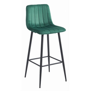 Set troch barových stoličiek POZZA zamatové zelené (čierne nohy) 3 ks
